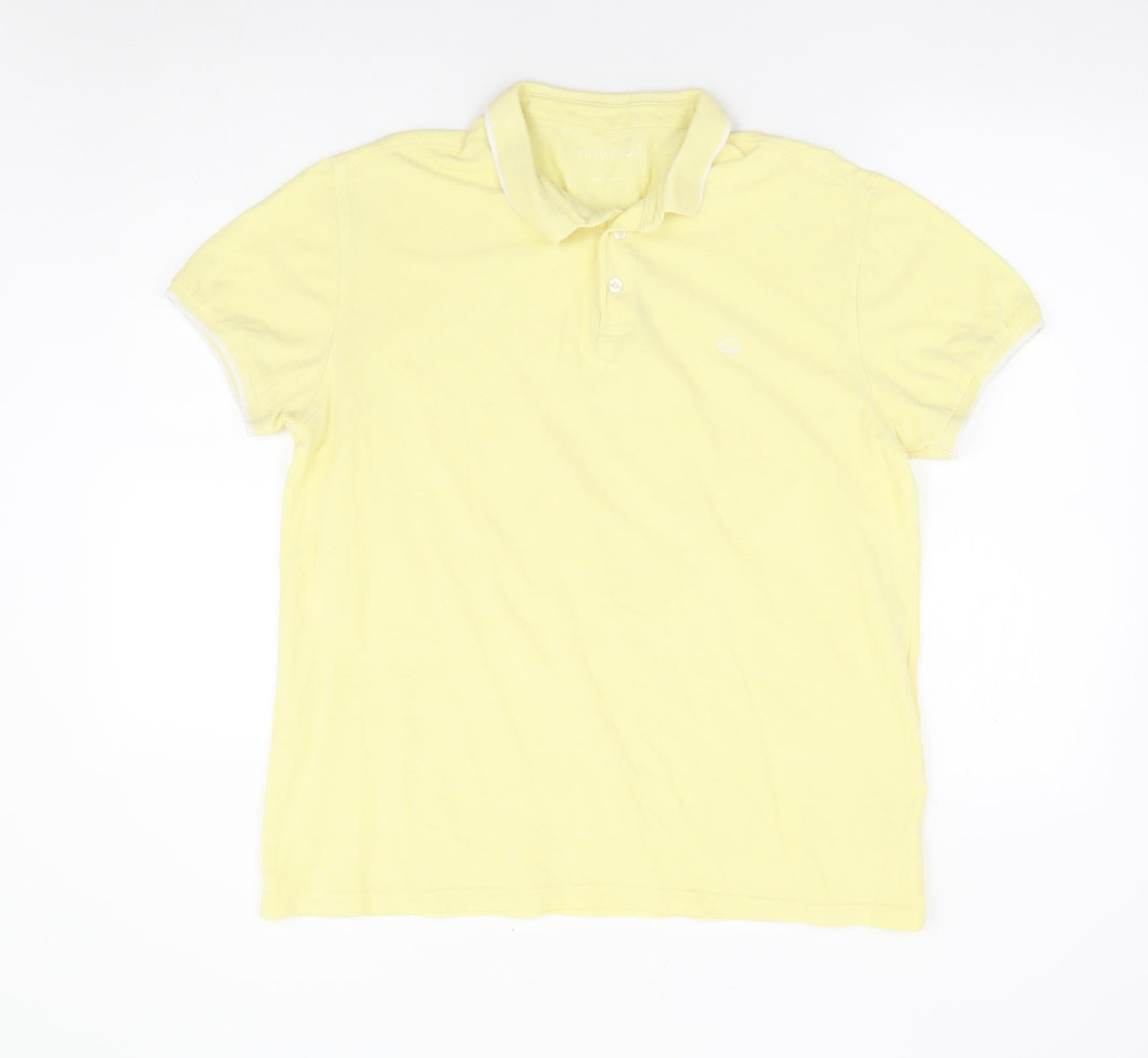 Primark Mens Yellow Cotton Polo Size L Collared Pullover