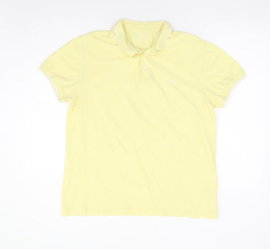 Primark Mens Yellow Cotton Polo Size L Collared Pullover