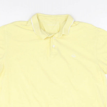 Primark Mens Yellow Cotton Polo Size L Collared Pullover