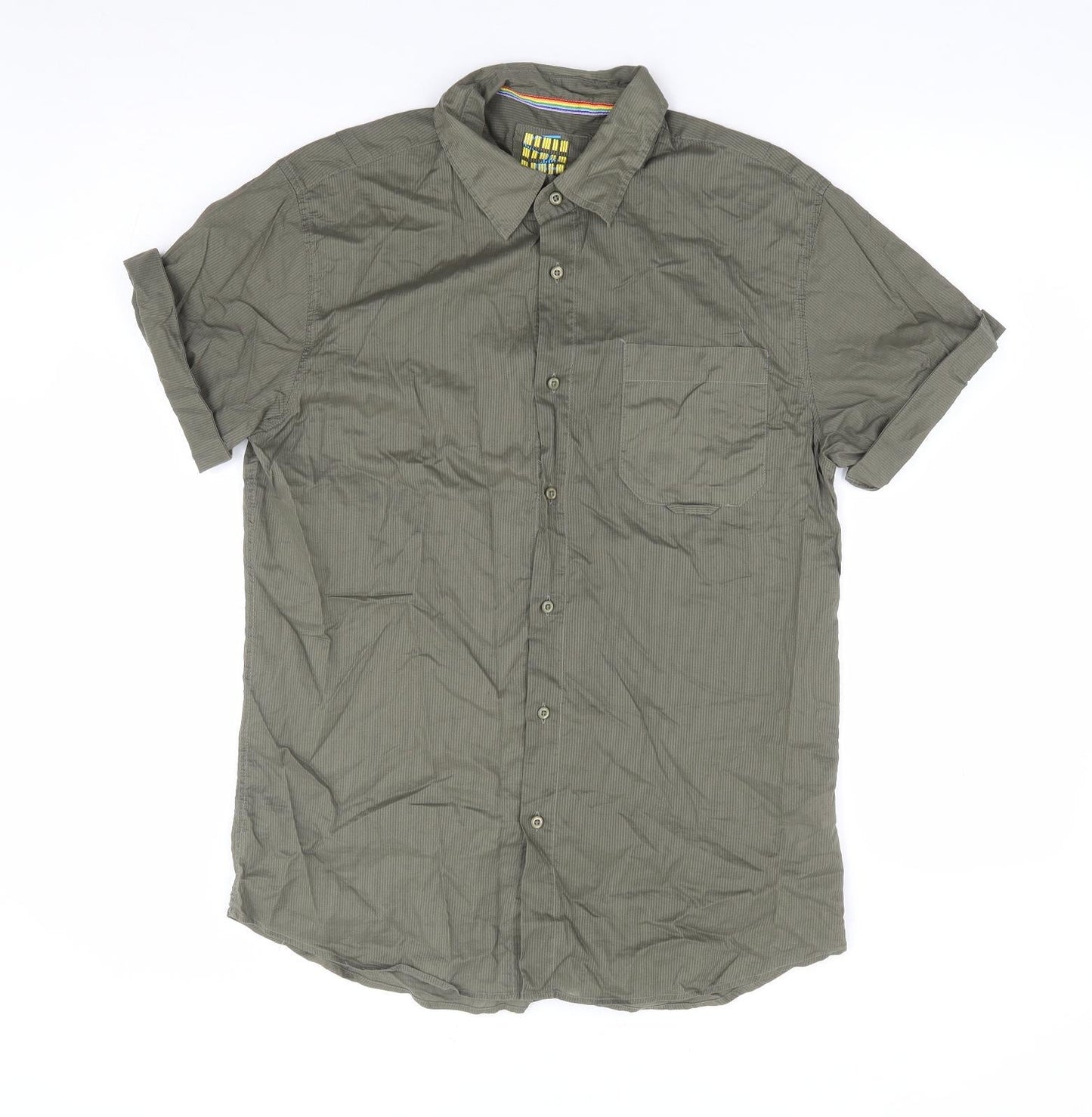 Mens UK Size M Topman Green  Button-Up Short Sleeve Casual Shirt