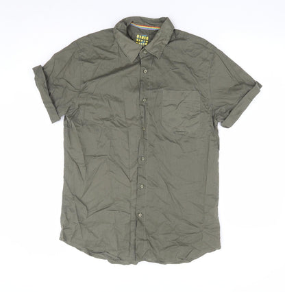 Mens UK Size M Topman Green  Button-Up Short Sleeve Casual Shirt