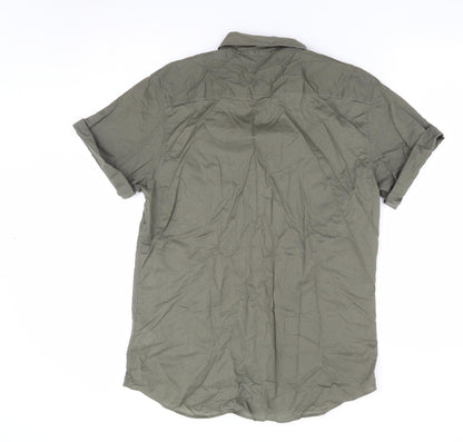 Mens UK Size M Topman Green  Button-Up Short Sleeve Casual Shirt