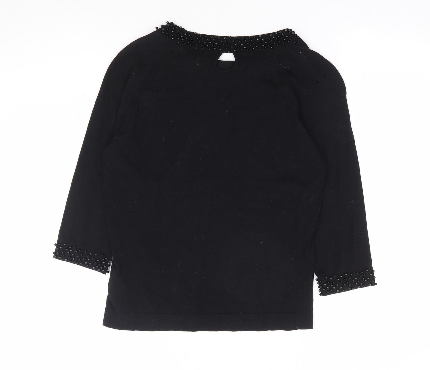 Great Plains London Womens Black Round Neck Cotton Pullover Jumper Size S