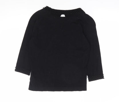 Great Plains London Womens Black Round Neck Cotton Pullover Jumper Size S