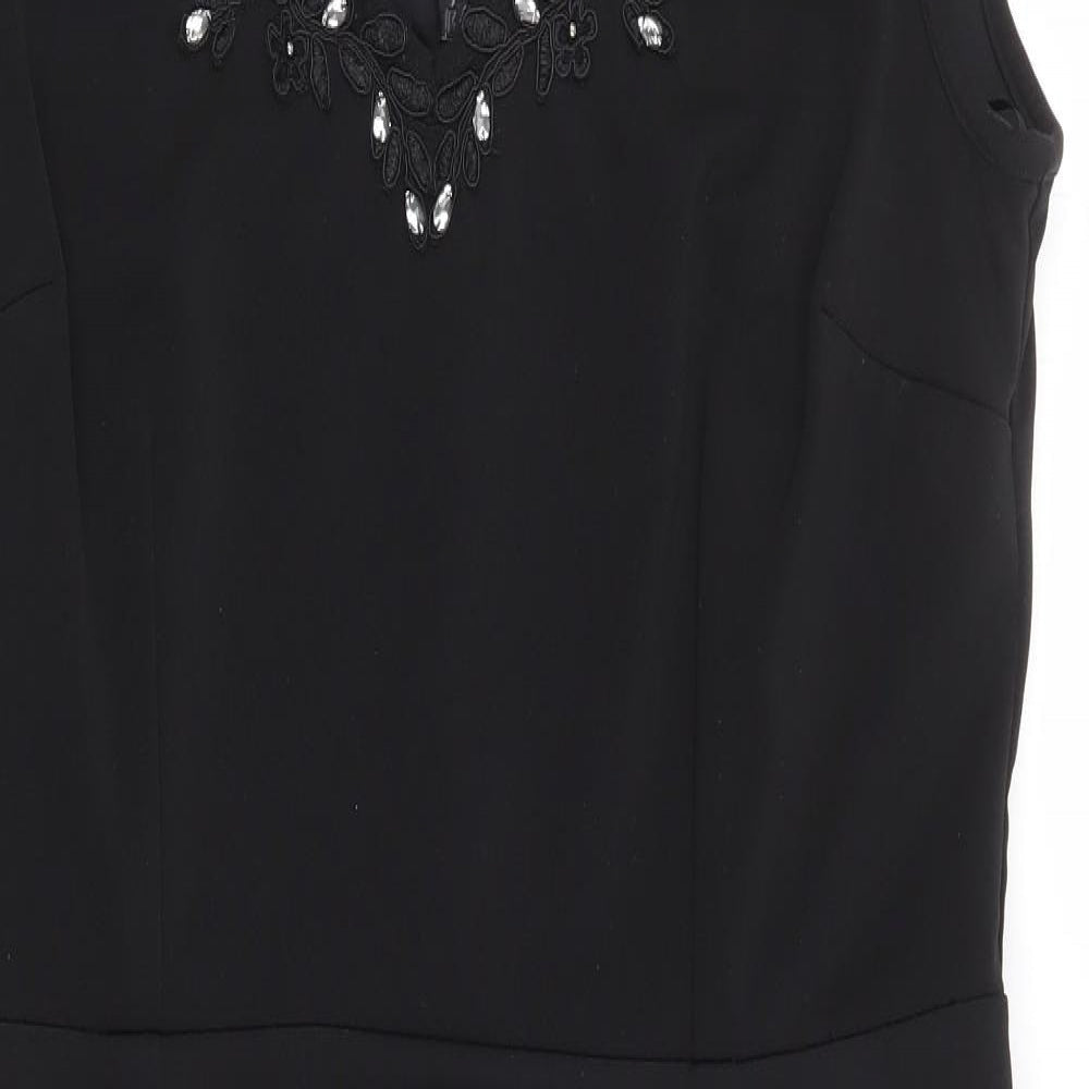 Dorothy Perkins Womens Black Polyester Pencil Dress Size M V-Neck Zip