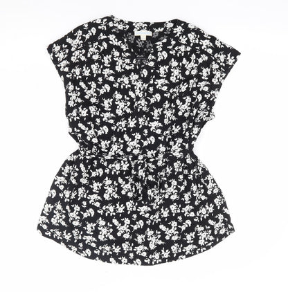 Womens UK Size M JoJo Maman Bébé Black Jersey Blouse