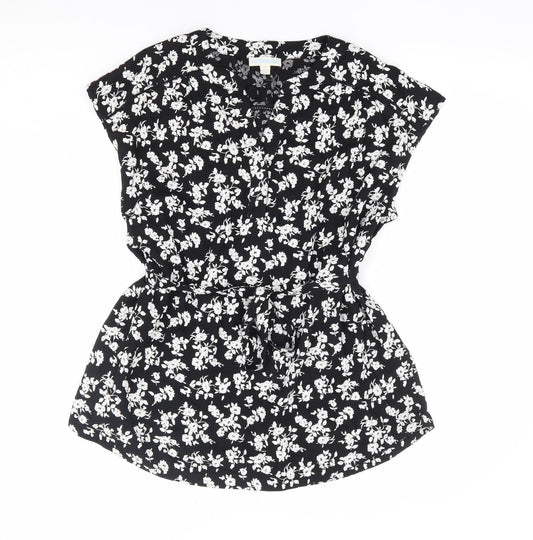 Womens UK Size M JoJo Maman Bébé Black Jersey Blouse