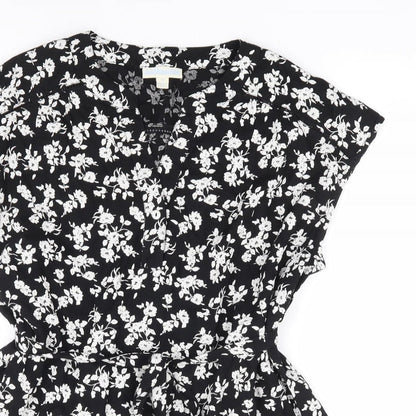 Womens UK Size M JoJo Maman Bébé Black Jersey Blouse