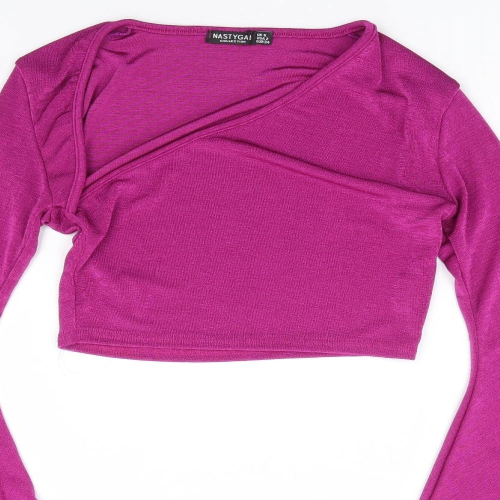 Womens UK Size 6 Nasty Gal Purple Cropped T-Shirt