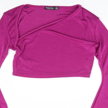 Womens UK Size 6 Nasty Gal Purple Cropped T-Shirt