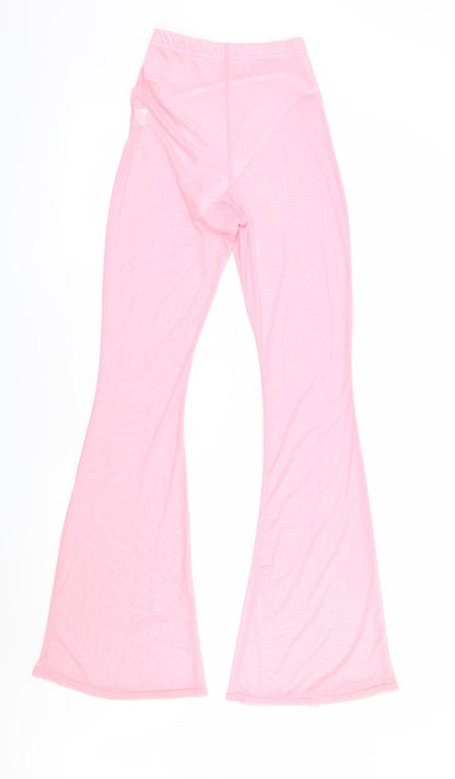 Pretty Little Thing Womens Pink Polyester Trousers Size 4 L34 in Regular