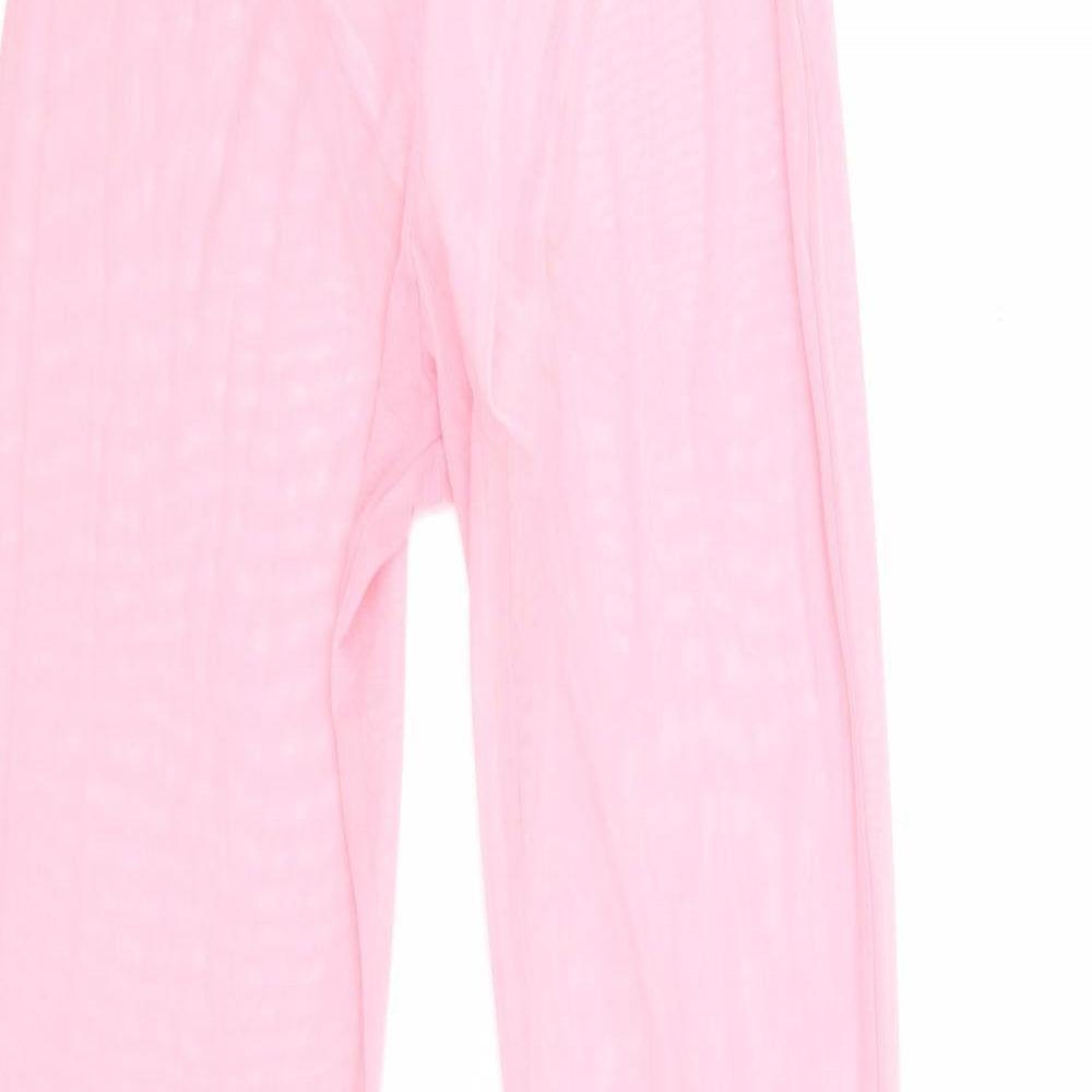 Pretty Little Thing Womens Pink Polyester Trousers Size 4 L34 in Regular