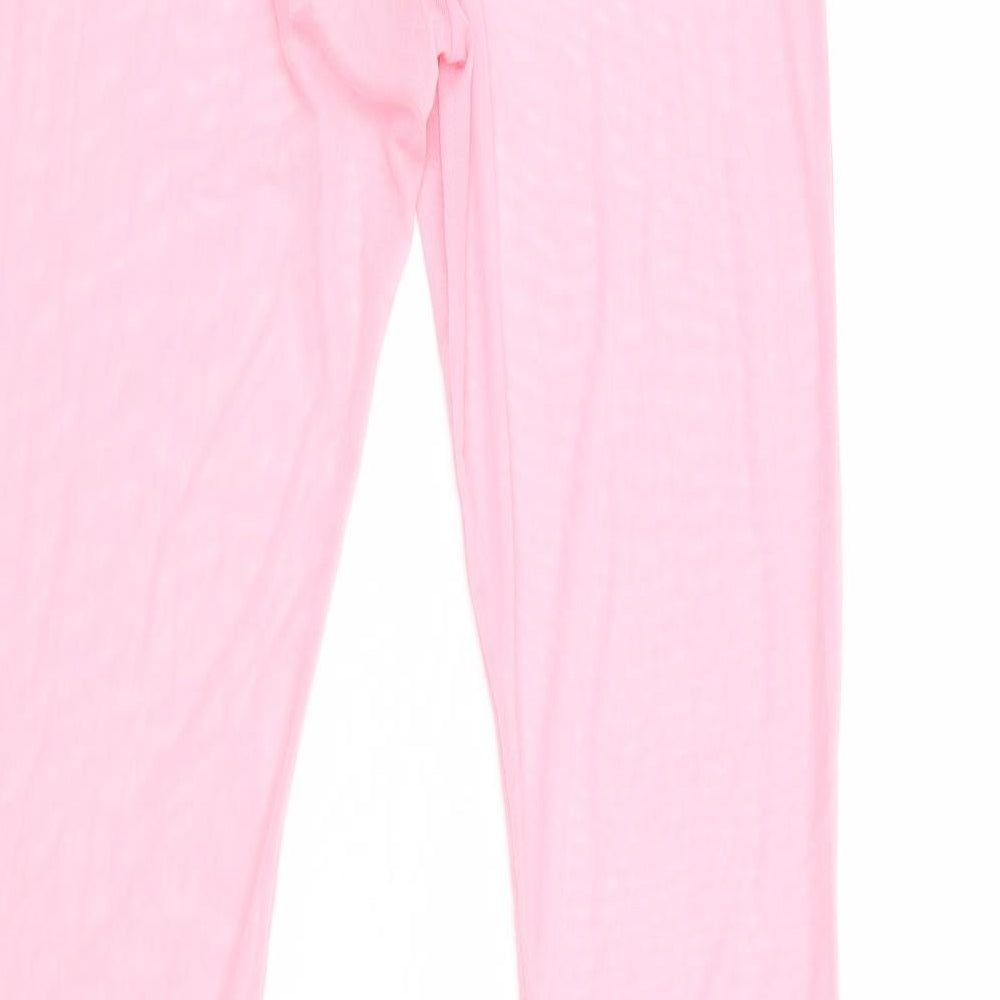 Pretty Little Thing Womens Pink Polyester Trousers Size 4 L34 in Regular