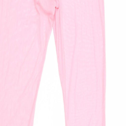Pretty Little Thing Womens Pink Polyester Trousers Size 4 L34 in Regular