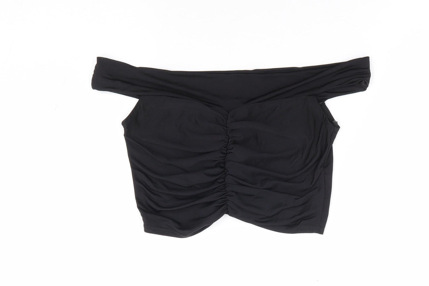 Womens UK Size 6 Missguided Black Cropped T-Shirt
