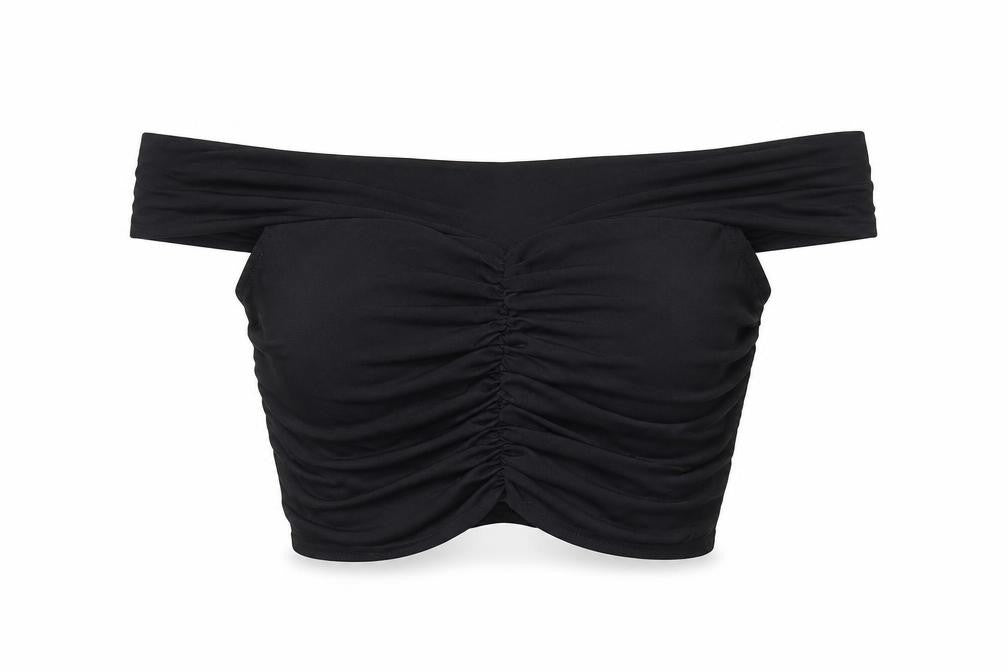 Womens UK Size 6 Missguided Black Cropped T-Shirt