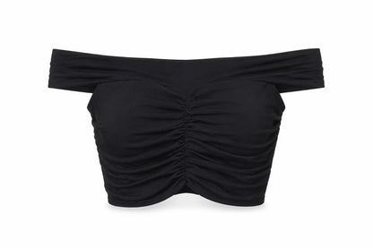 Womens UK Size 6 Missguided Black Cropped T-Shirt