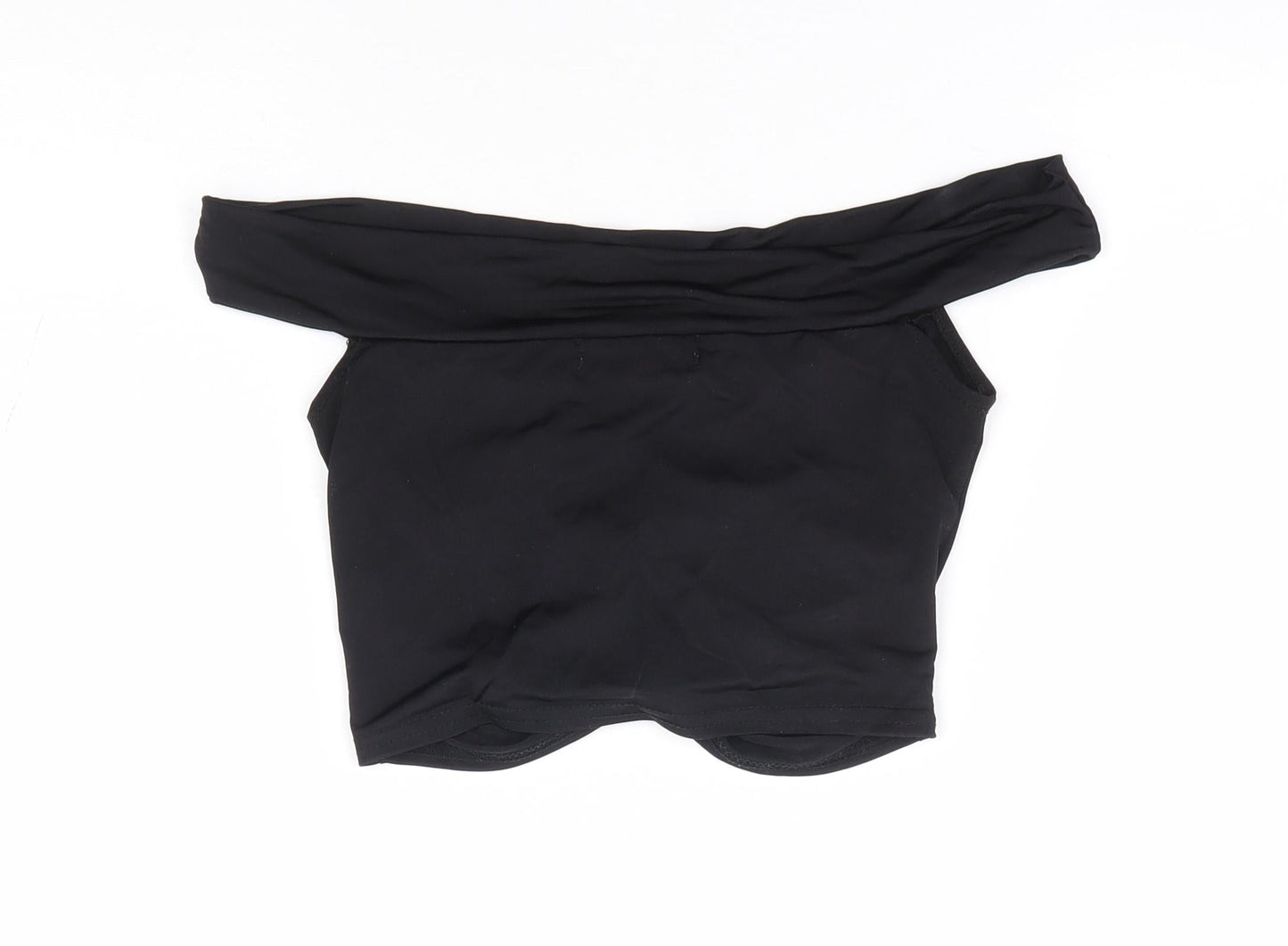 Womens UK Size 6 Missguided Black Cropped T-Shirt