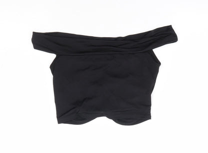 Womens UK Size 6 Missguided Black Cropped T-Shirt