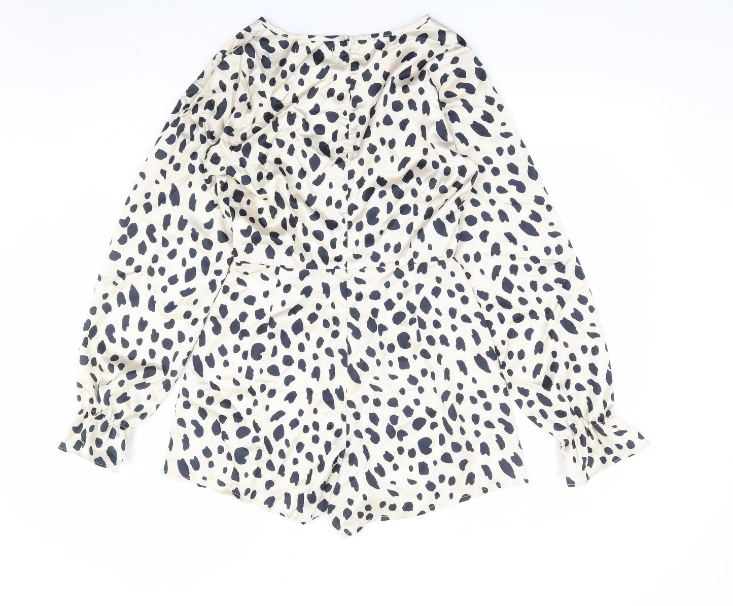 Missguided Womens Beige Animal Print Polyester Playsuit One-Piece Size 4 Zip