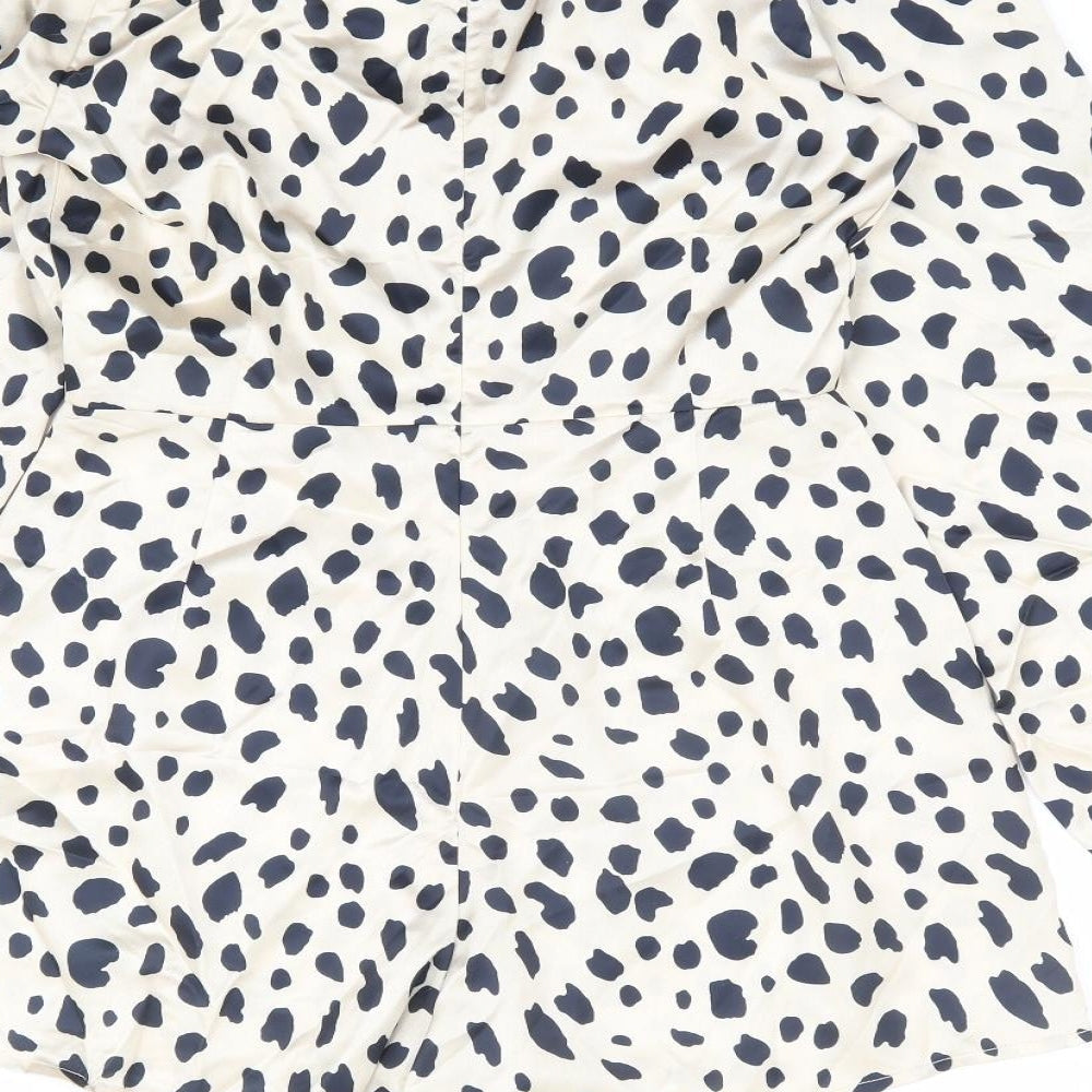 Missguided Womens Beige Animal Print Polyester Playsuit One-Piece Size 4 Zip