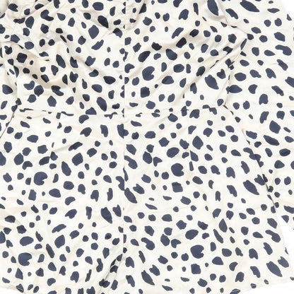 Missguided Womens Beige Animal Print Polyester Playsuit One-Piece Size 4 Zip