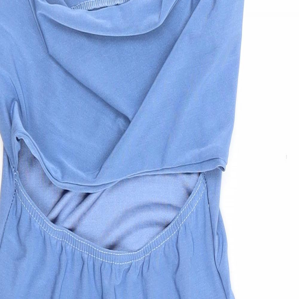 PRETTYLITTLETHING Womens Blue Polyester Bodycon Size 4 Collared Pullover