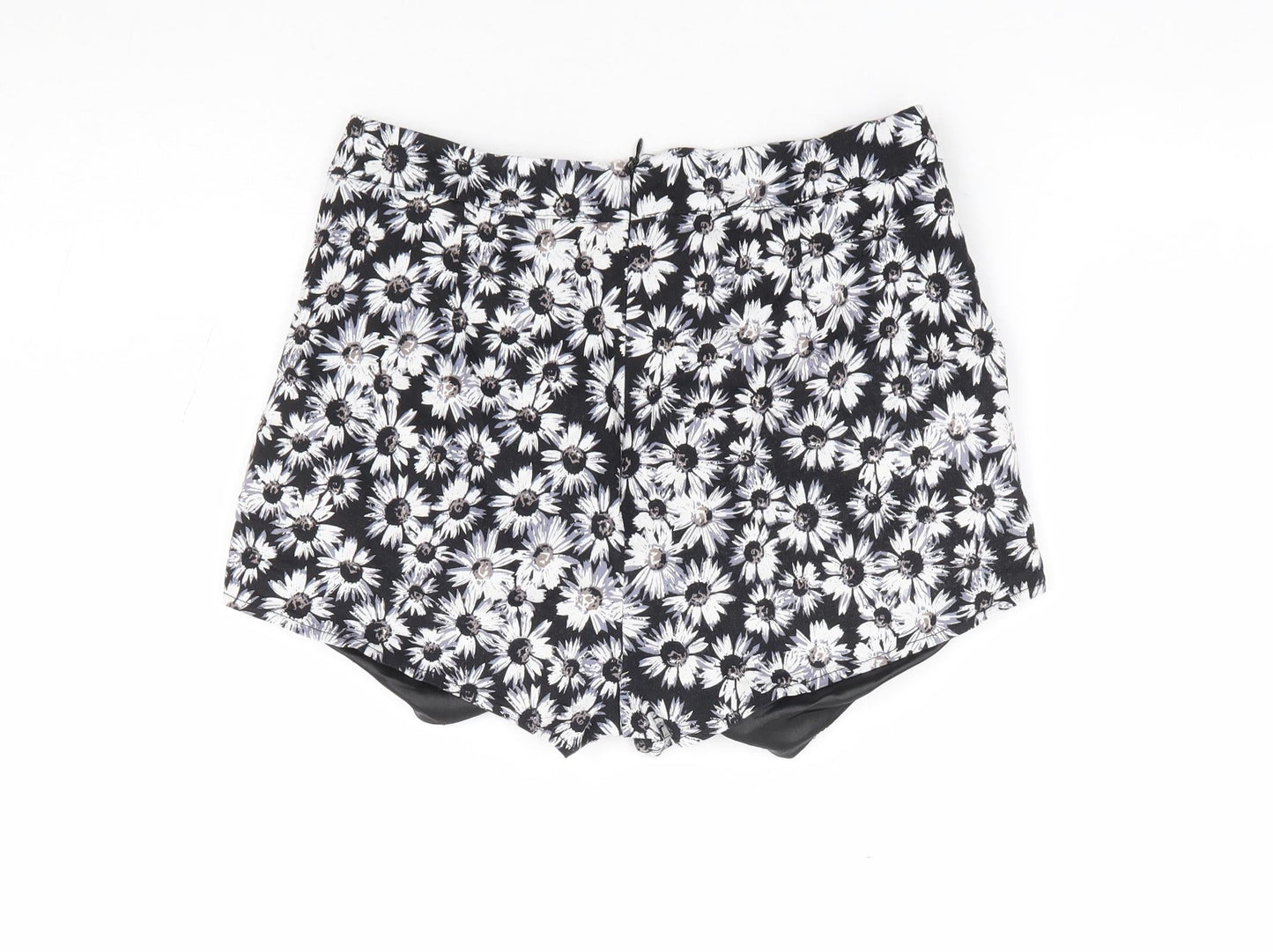 Brave Soul Womens Black Floral Cotton Mini Skort Size S Zip