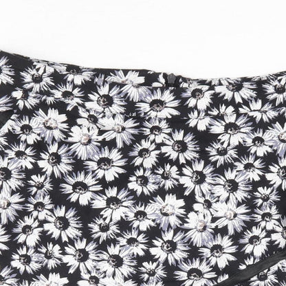 Brave Soul Womens Black Floral Cotton Mini Skort Size S Zip