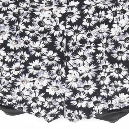 Brave Soul Womens Black Floral Cotton Mini Skort Size S Zip