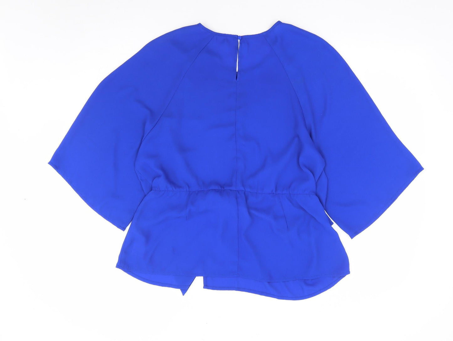 Avon Womens Blue Polyester Kimono Blouse Size 14 Round Neck