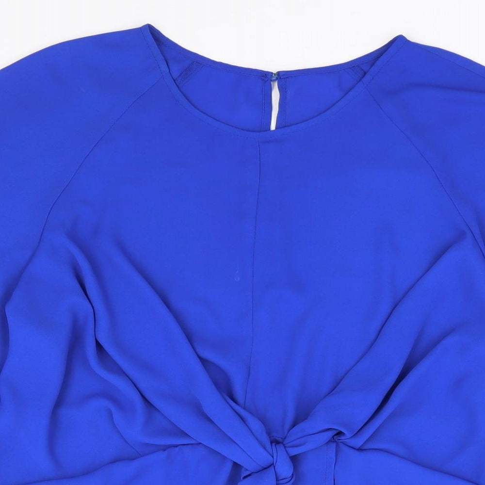 Avon Womens Blue Polyester Kimono Blouse Size 14 Round Neck