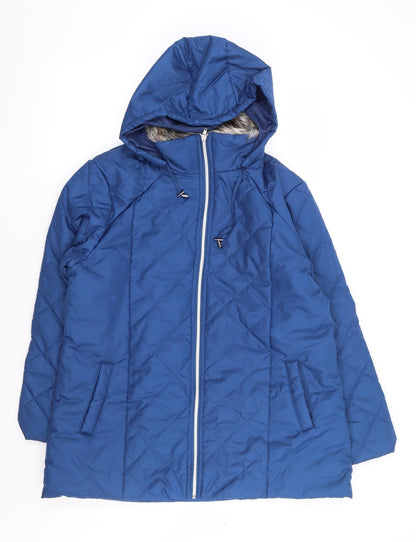 Womens UK Size M Anne De Lancay Blue Quilted Coat