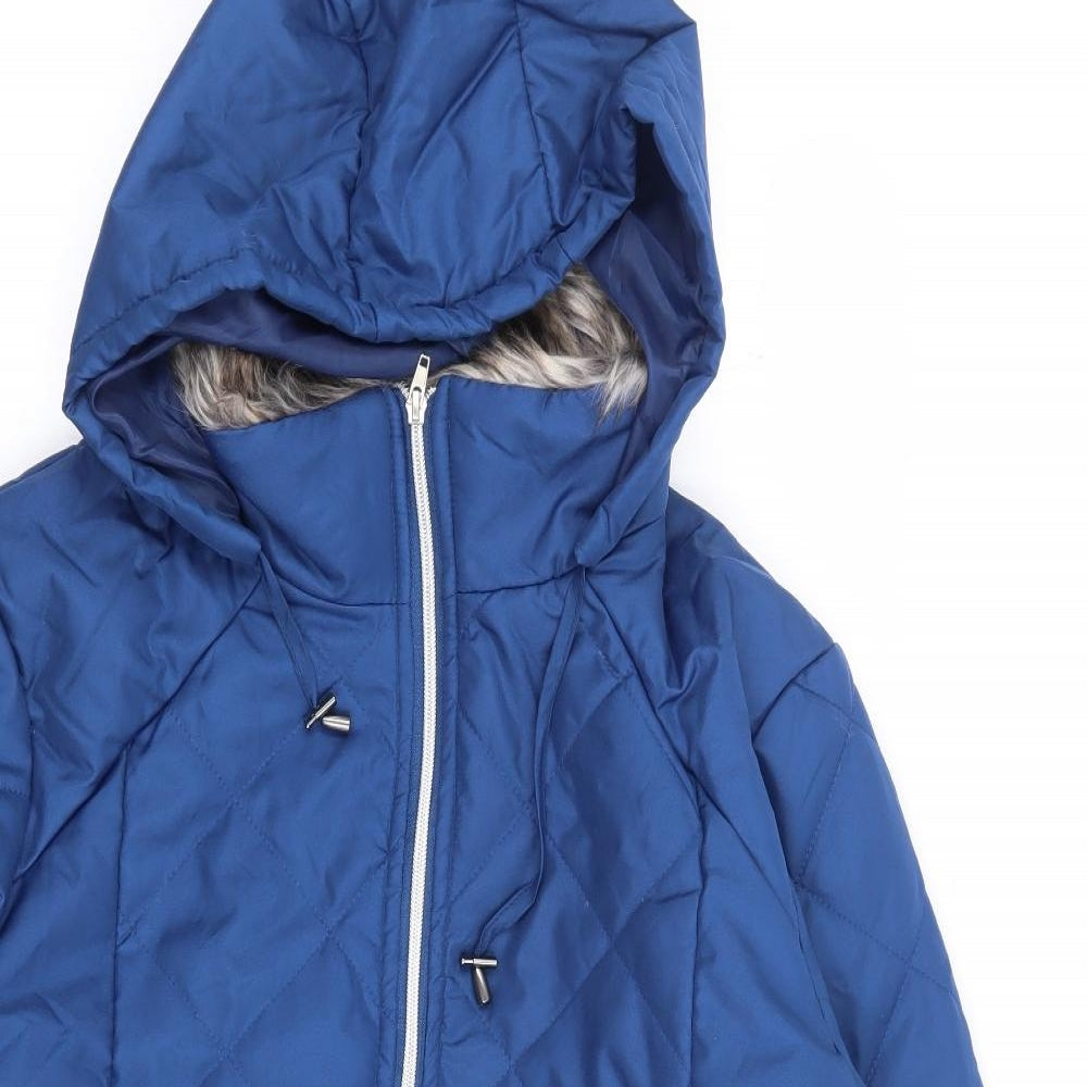 Womens UK Size M Anne De Lancay Blue Quilted Coat