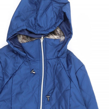Womens UK Size M Anne De Lancay Blue Quilted Coat