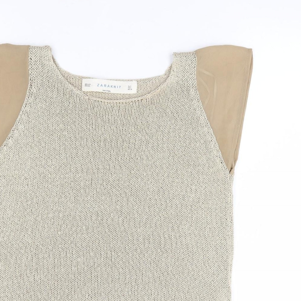 Womens UK Size S Zara Gold Pullover Jumper