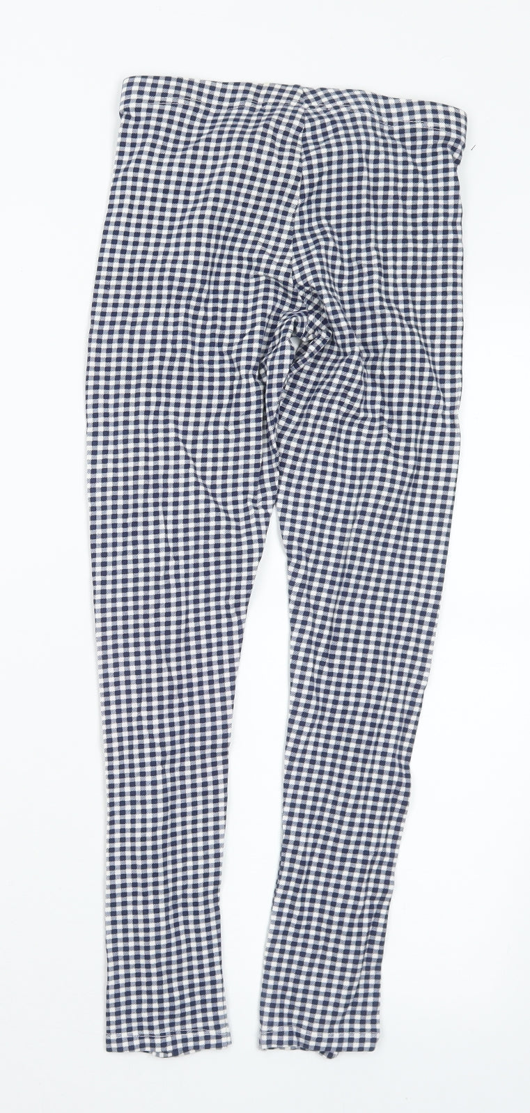 F&F Girls Blue Check Cotton Pedal Pusher Trousers Size 10-11 Years Regular