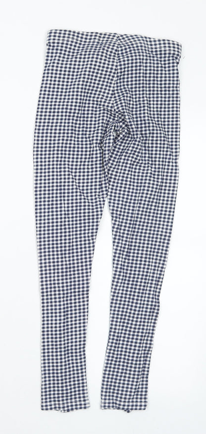 F&F Girls Blue Check Cotton Pedal Pusher Trousers Size 10-11 Years Regular