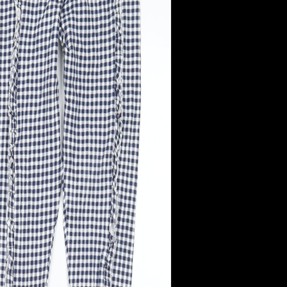 F&F Girls Blue Check Cotton Pedal Pusher Trousers Size 10-11 Years Regular