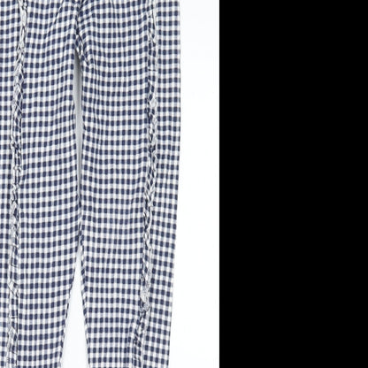 F&F Girls Blue Check Cotton Pedal Pusher Trousers Size 10-11 Years Regular