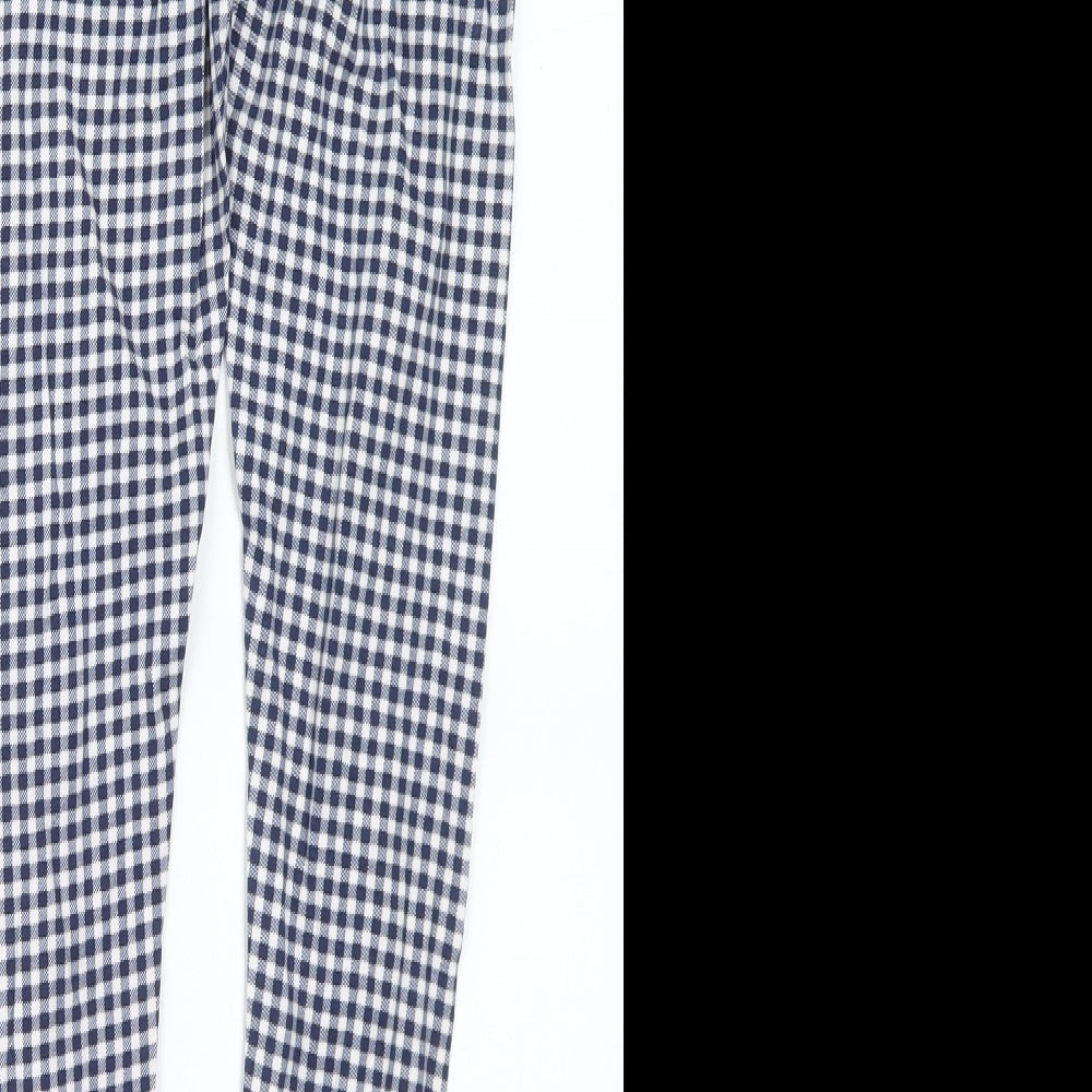 F&F Girls Blue Check Cotton Pedal Pusher Trousers Size 10-11 Years Regular
