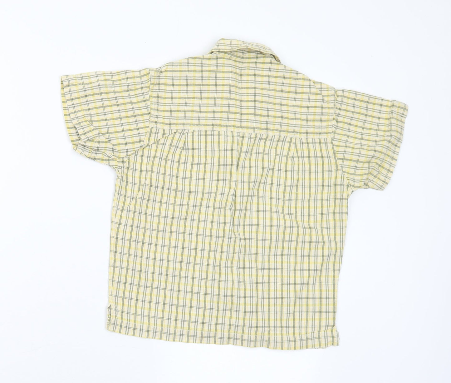 EA Boys Yellow Plaid Cotton Basic Button-Up Size 6-7 Years Collared
