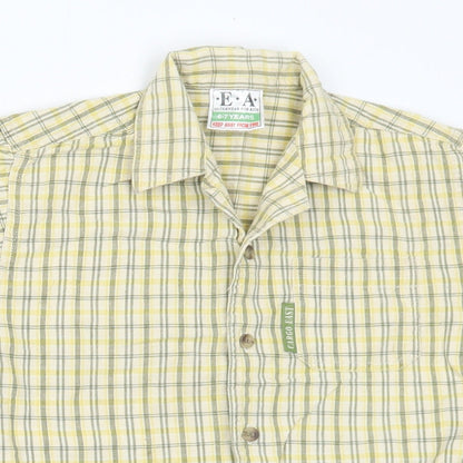 EA Boys Yellow Plaid Cotton Basic Button-Up Size 6-7 Years Collared