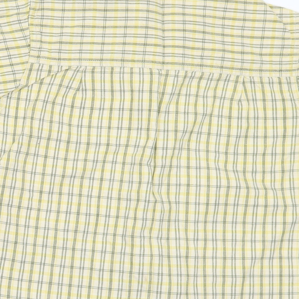 EA Boys Yellow Plaid Cotton Basic Button-Up Size 6-7 Years Collared