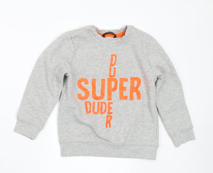 George Boys Grey Cotton Pullover Sweatshirt Size 5-6 Years - Dude
