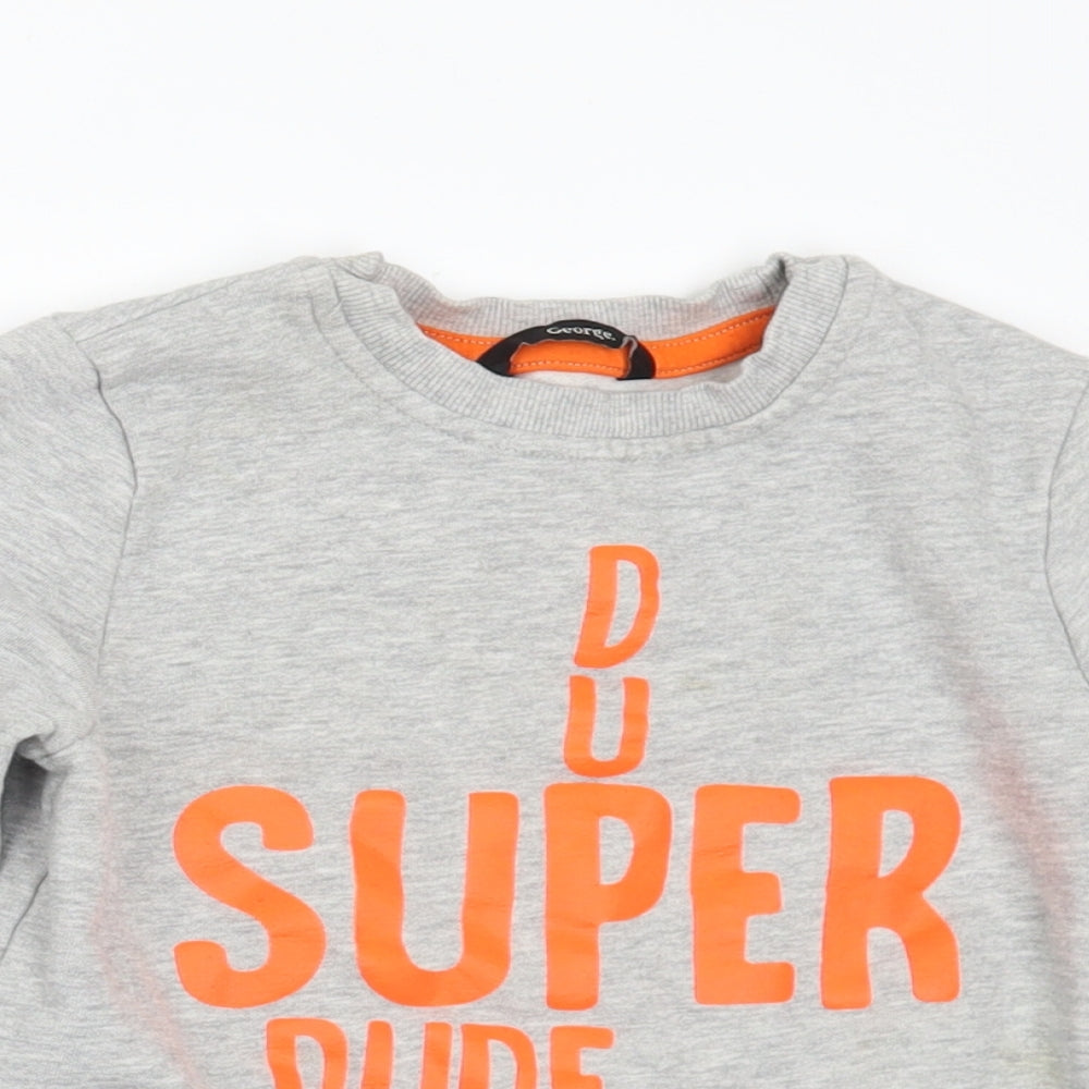 George Boys Grey Cotton Pullover Sweatshirt Size 5-6 Years - Dude