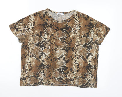 Womens UK Size S Zara Brown Basic T-Shirt