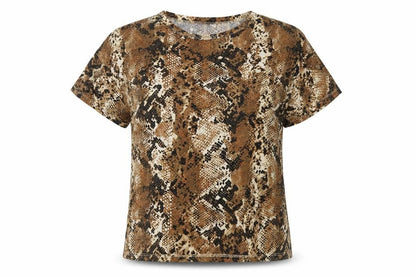 Womens UK Size S Zara Brown Basic T-Shirt