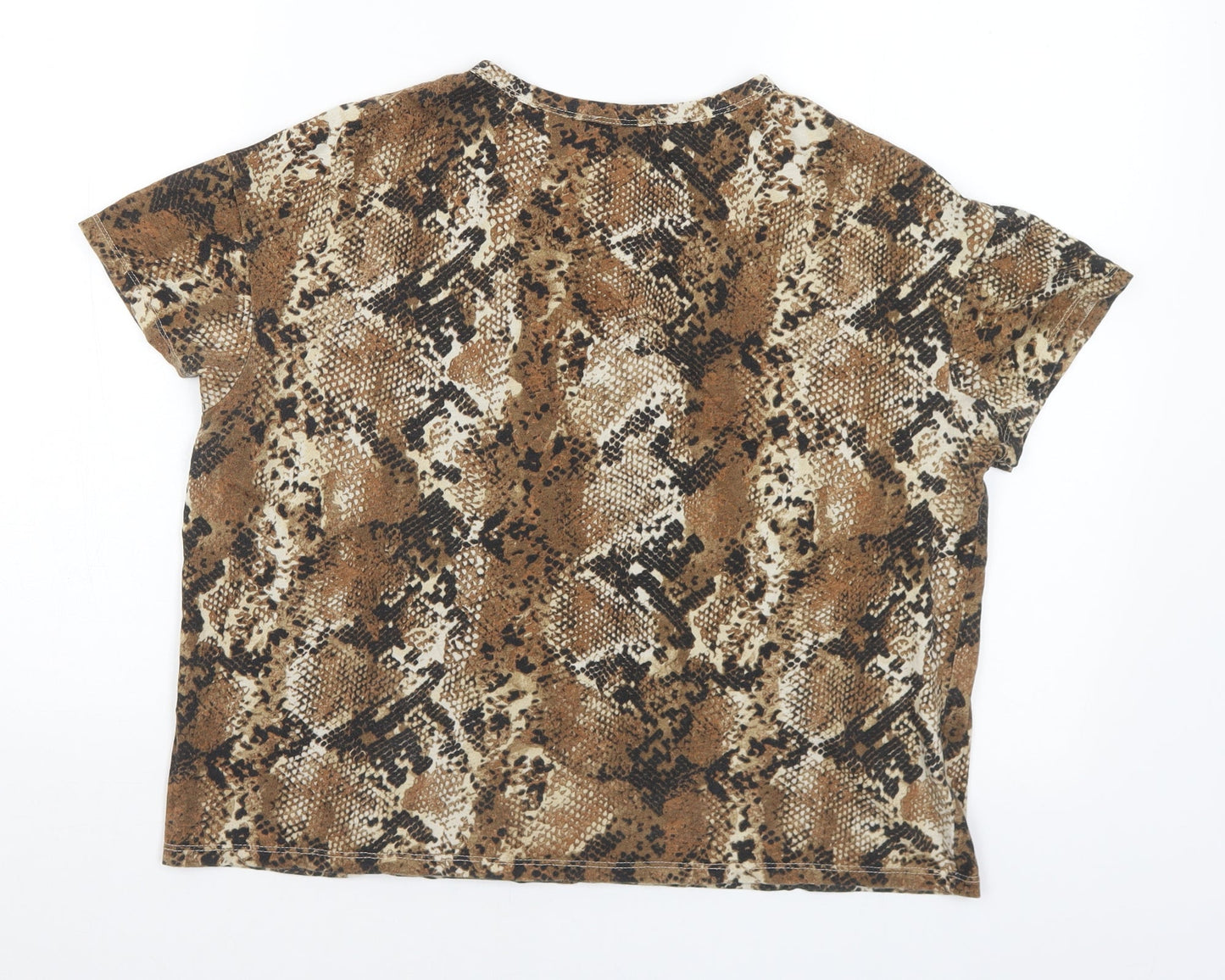 Womens UK Size S Zara Brown Basic T-Shirt