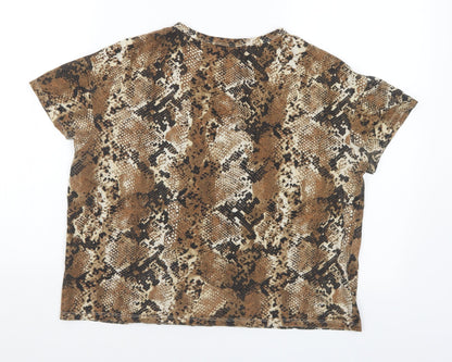 Womens UK Size S Zara Brown Basic T-Shirt